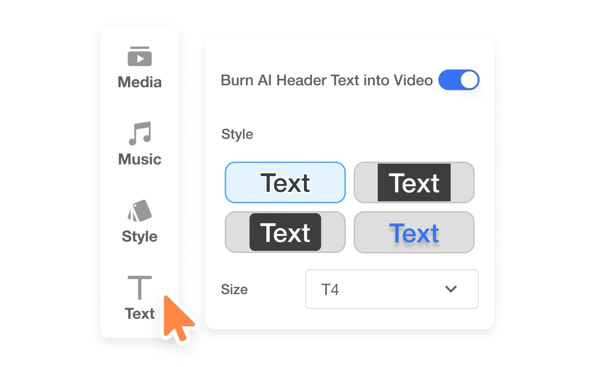 Visla interface showing how to annotate video by adding text with customization options for style, size, and font.